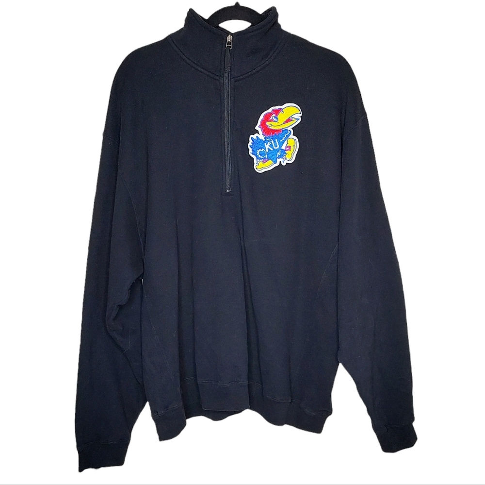 Alpine Cotton Kansas Jayhawks Logo Half Zip Sweatshirt Size XXL